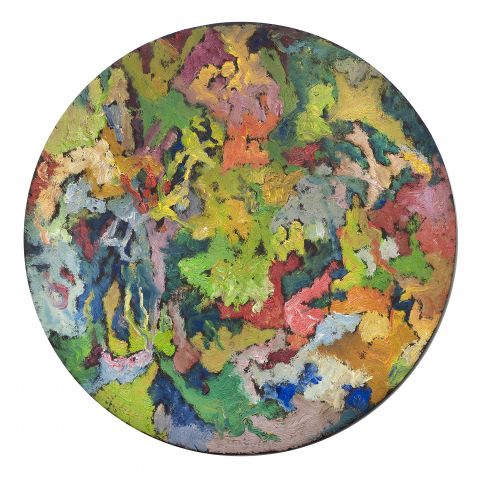 Bernard Schultze, o.T., 1988, Acryl auf Holz / VG Bild-Kunst, Bonn 2025; Foto: Rolf J. Rutzen